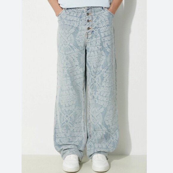Daily Paper Denim - Daily Paper NWT Settle Macramé Jacquard Straight Leg Jeans Size 32
